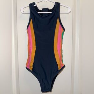 Rip Curl Girl Navy Rainbow Day Break One-Piece Swimsuit Size 8